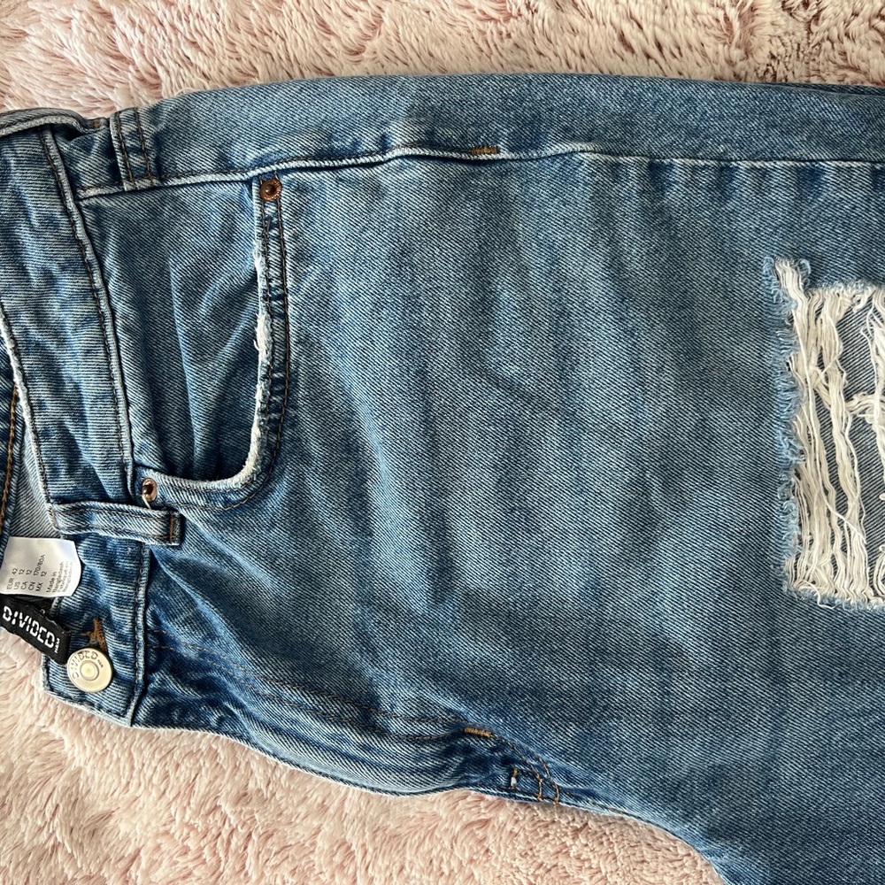 Boohoo Blue Boyfriend Distressed Jeans